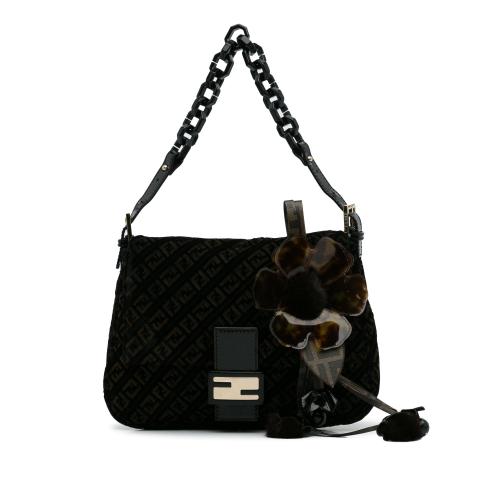 Fendi Zucchino Velvet Mamma Chain Shoulder Bag