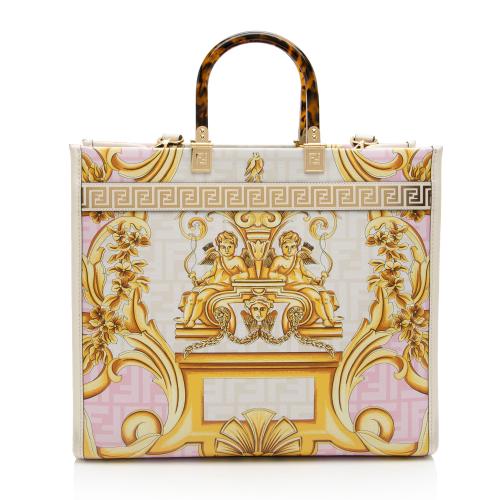 Fendi x Versace Leather Fendace Sunshine Medium Shopper Tote