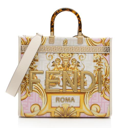 Fendi x Versace Leather Fendace Sunshine Medium Shopper Tote