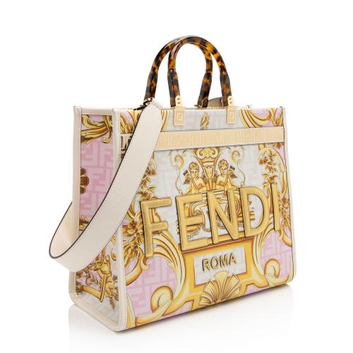 Fendi x Versace Leather Fendace Sunshine Medium Shopper Tote