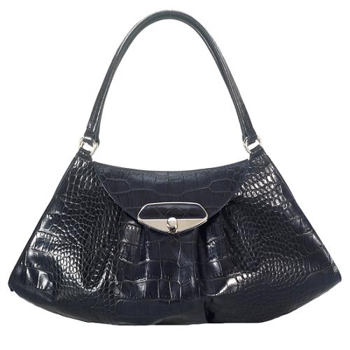 Furla Large Brera Croc Embossed Shoulder Handbag