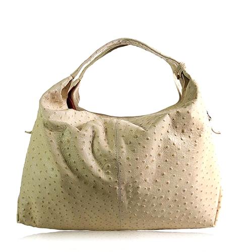 Furla Ostrich Leather Elisabeth Hobo Handbag