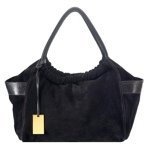 Furla Suede Drawstring Hobo Handbag