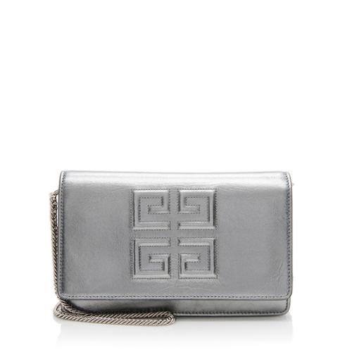 Givenchy Metallic Leather Emblem Wallet On Chain Bag