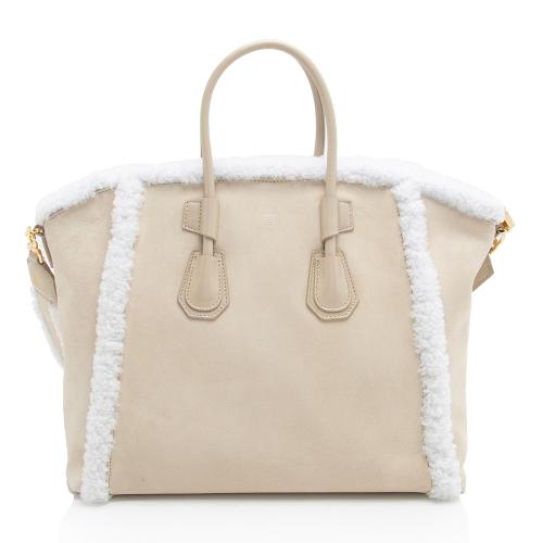 Givenchy Suede Shearling Antigona Small Satchel