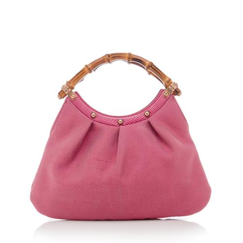 Gucci Silk Snakeskin Bamboo Mini Hobo