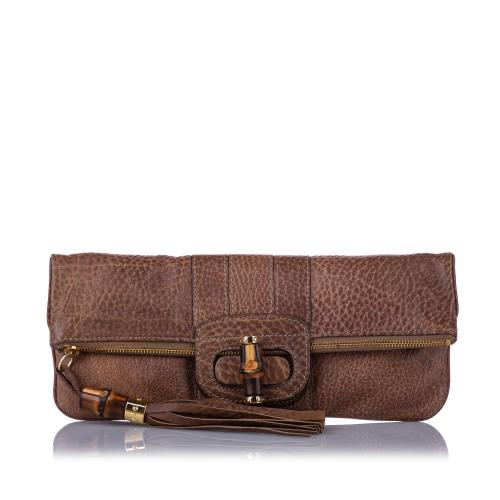 Gucci Bamboo Lucy Leather Clutch Bag