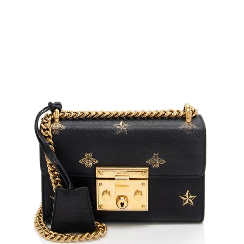 Gucci Calfskin Bee Star Padlock Small Shoulder Bag