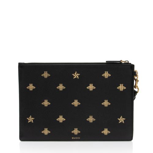 Gucci Calfskin Bee Star Wristlet