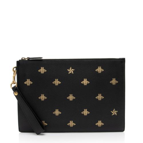 Gucci Calfskin Bee Star Wristlet