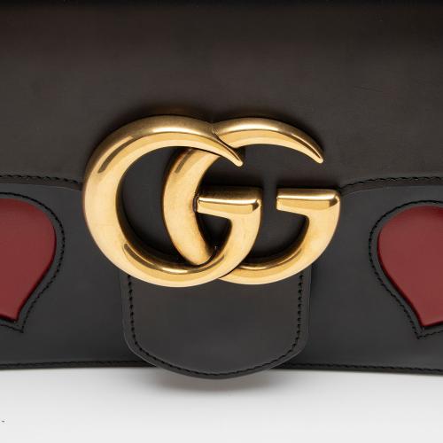 Gucci Calfskin Malaga Kid Heart GG Marmont Small Flap Bag