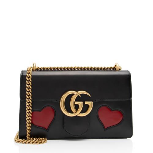 Gucci Calfskin Malaga Kid Heart GG Marmont Small Flap Bag