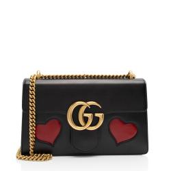 Gucci Calfskin Malaga Kid Heart GG Marmont Small Flap Bag