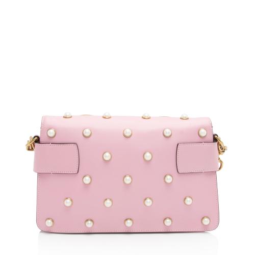 Gucci Calfskin Pearl Bee Broadway Mini Shoulder Bag