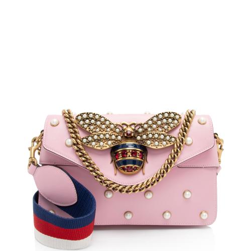 Gucci Calfskin Pearl Bee Broadway Mini Shoulder Bag Gucci Handbags Bag Borrow or Steal