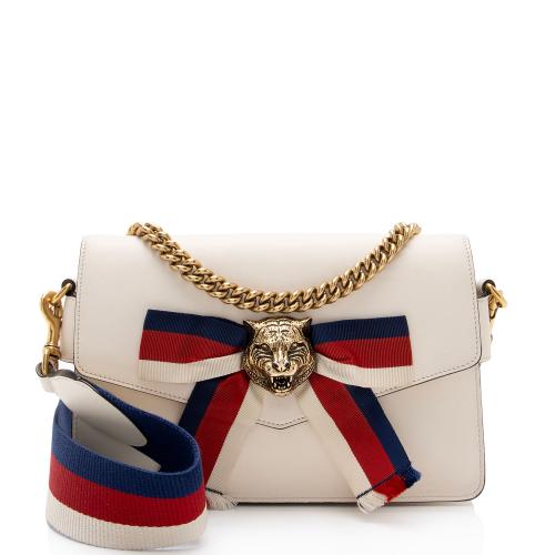 Gucci Leather Bow Flap Top Bag White Women s