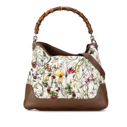 Gucci Canvas Bamboo Flora Diana Satchel