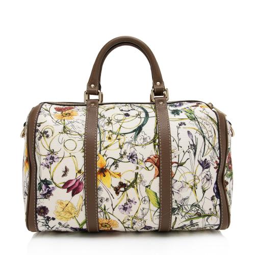 Gucci Canvas Flora Joy Convertible Medium Boston Bag