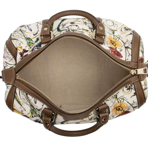 Gucci Canvas Flora Joy Convertible Medium Boston Bag