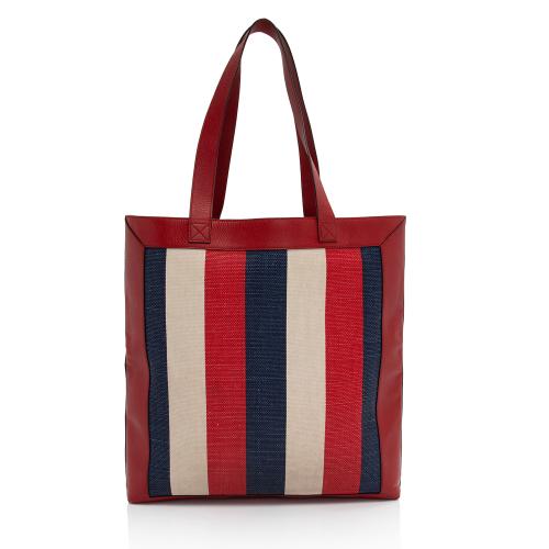 Gucci Canvas Sylvie Striped Logo Tote