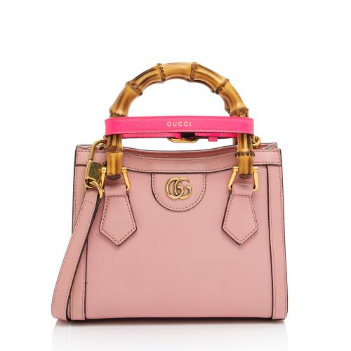 Gucci Cuir Leather Bamboo Diana Mini Tote