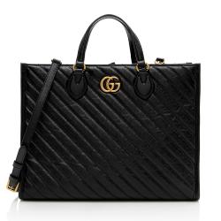 Gucci Diagonal Matelasse Leather GG Marmont Tote