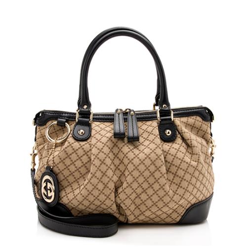 Gucci Diamante Canvas Sukey Top Handle Medium Satchel