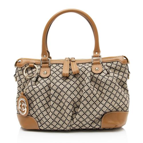 Gucci Diamante Canvas Sukey Top Handle Medium Satchel