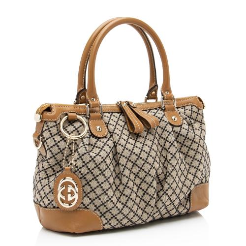 Gucci Diamante Canvas Sukey Top Handle Medium Satchel