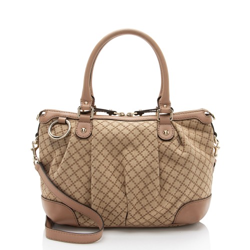 Gucci Diamante Canvas Sukey Top Handle Medium Satchel