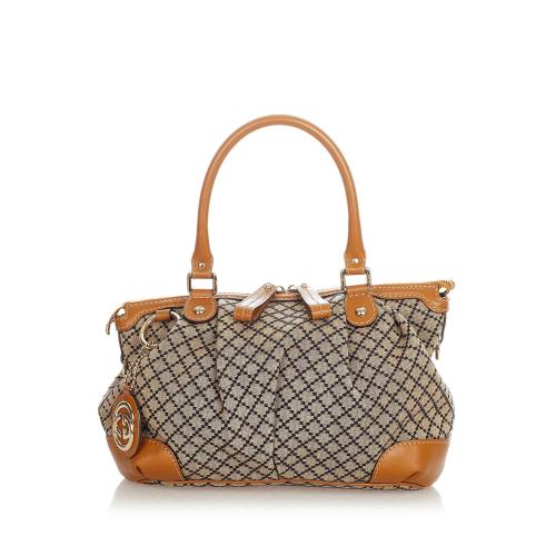 Gucci Diamante Sukey Canvas Satchel