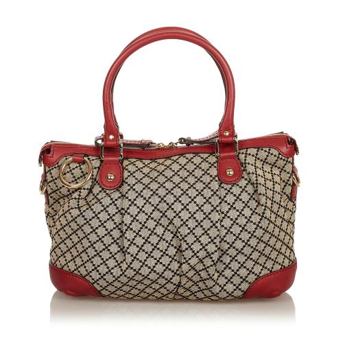 Gucci Diamante Sukey Canvas Satchel