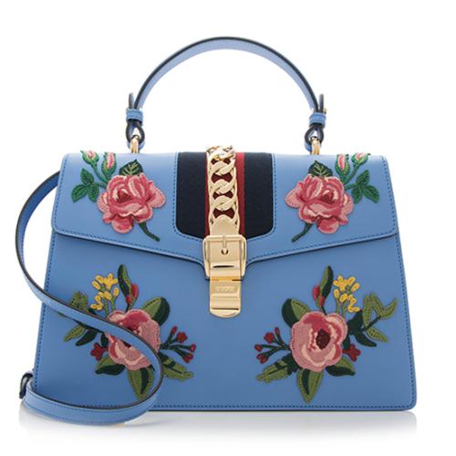 Gucci Embroidered Leather Floral Sylvie Top Handle Bag Gucci Handbags Bag Borrow or Steal