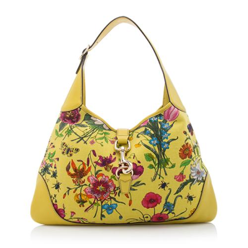 Gucci Canvas Flora Jackie Shoulder Bag