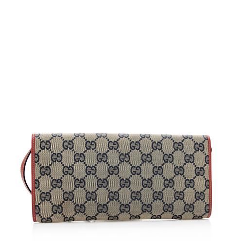 Gucci GG Canvas Bamboo Bar Clutch 