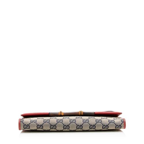 Gucci GG Canvas Bamboo Bar Clutch 