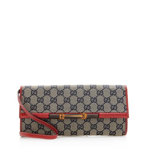 Gucci GG Canvas Bamboo Bar Clutch 