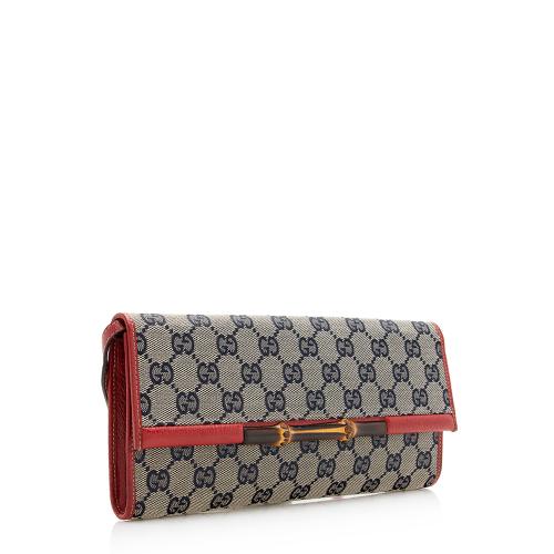 Gucci GG Canvas Bamboo Bar Clutch 