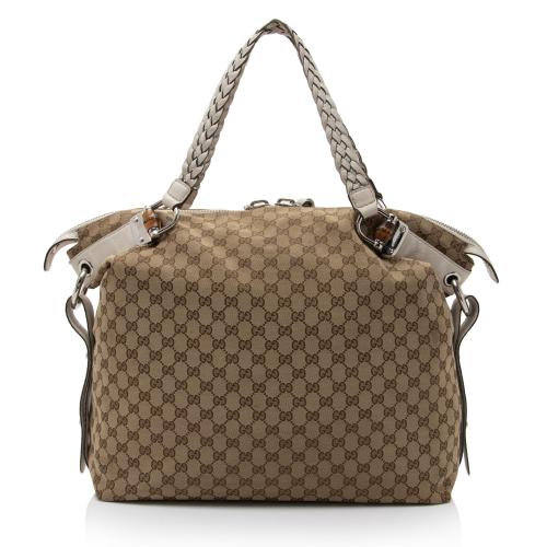 Gucci GG Canvas Bamboo Bar Large Tote