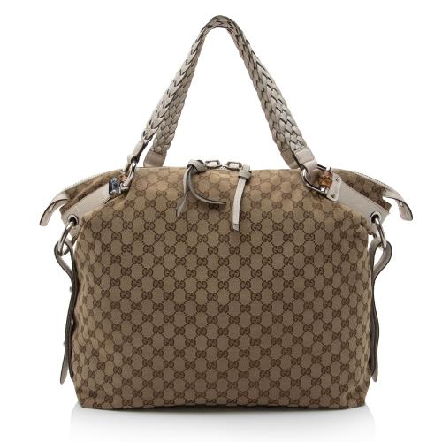 Gucci GG Canvas Bamboo Bar Large Tote