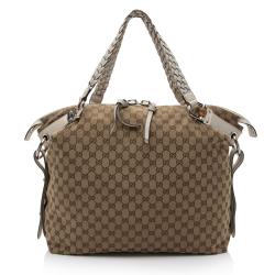 Gucci GG Canvas Bamboo Bar Large Tote