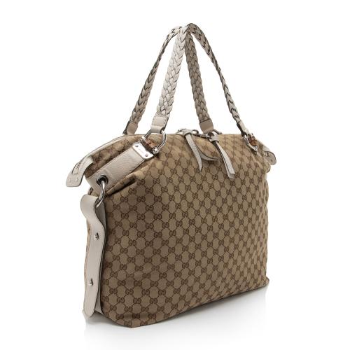 Gucci GG Canvas Bamboo Bar Large Tote