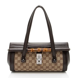 Gucci GG Canvas Bamboo Bullet Medium Satchel