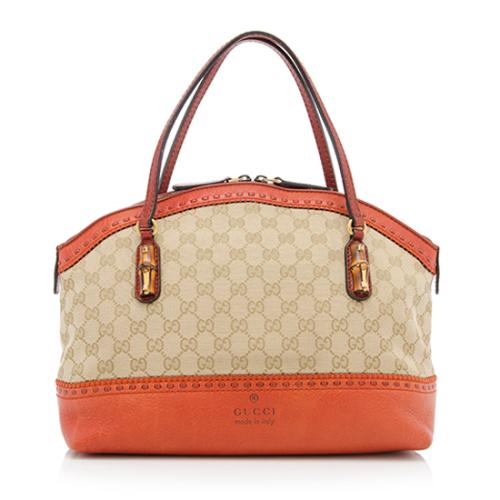 Gucci GG Canvas Bamboo Laidback Crafty Dome Satchel