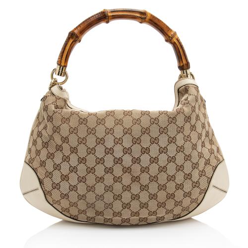 Gucci GG Canvas Bamboo Peggy Shoulder Bag