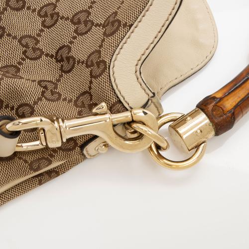 Gucci GG Canvas Bamboo Peggy Shoulder Bag