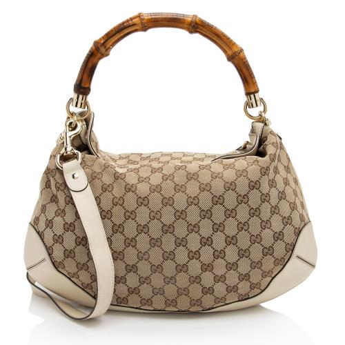 Gucci GG Canvas Bamboo Peggy Shoulder Bag