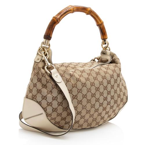 Gucci GG Canvas Bamboo Peggy Shoulder Bag