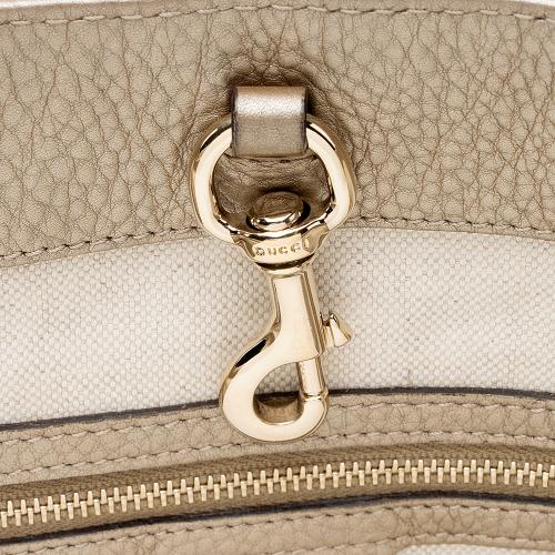 Gucci GG Canvas Metallic Leather Bella Medium Tote