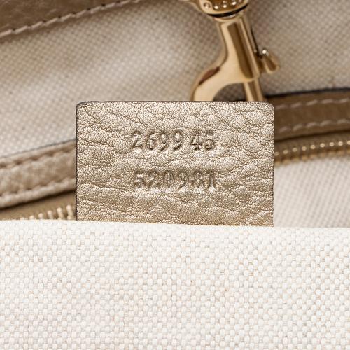 Gucci GG Canvas Metallic Leather Bella Medium Tote